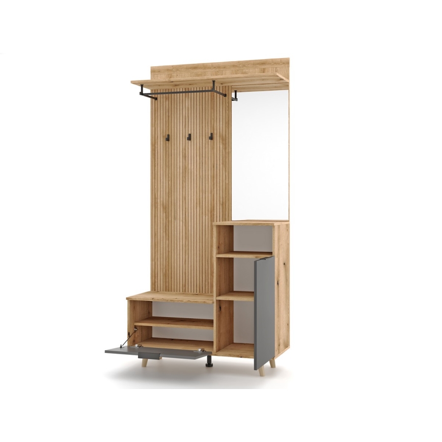 Eteisen seinäyksikkö SVEN peilillä, ruskea/grafiitti