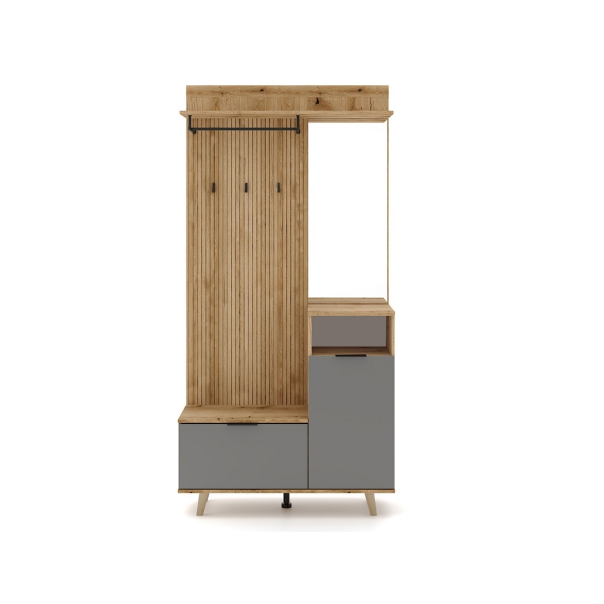 Eteisen seinäyksikkö SVEN peilillä, ruskea/grafiitti