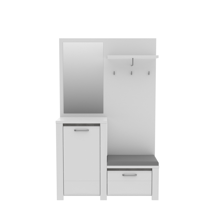 Eteisryhmä HIRO peilillä, valkoinen/harmaa