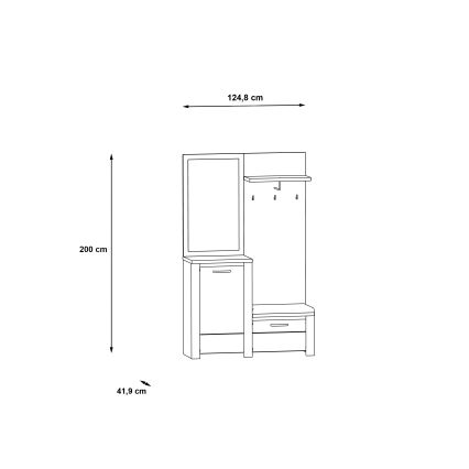Eteisryhmä HIRO peilillä, valkoinen/harmaa
