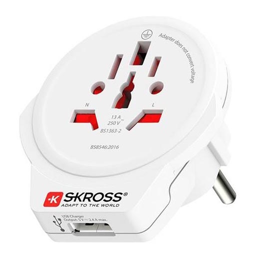 Euroopan USB-matka-adapteri ulkomaisille vierailijoille Tšekissä, USB-A 12 W, tyyppi E/F