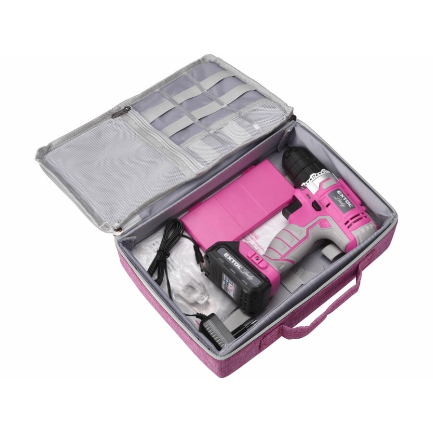 Extol - Akkuporaruuvimeisseli 1300 mAh 12V pinkki