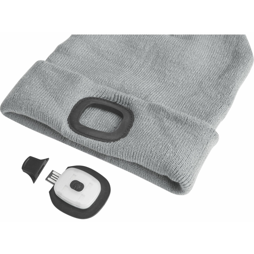 Extol - Hattu otsalampulla ja USB-latauksella 300 mAh harmaa koko UNI