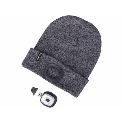 Extol - Hattu otsalampulla ja USB-latauksella 300 mAh harmaa koko UNI