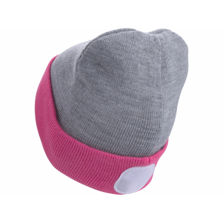 Extol - Hattu otsalampulla ja USB-latauksella 300 mAh harmaa/pinkki koko UNI