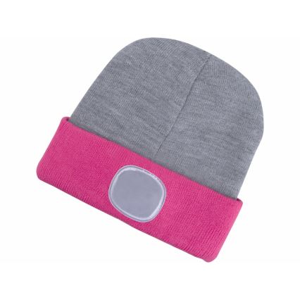 Extol - Hattu otsalampulla ja USB-latauksella 300 mAh harmaa/pinkki koko UNI