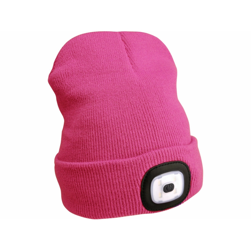 Extol - Hattu otsalampulla ja USB-latauksella 300 mAh harmaa/pinkki koko UNI