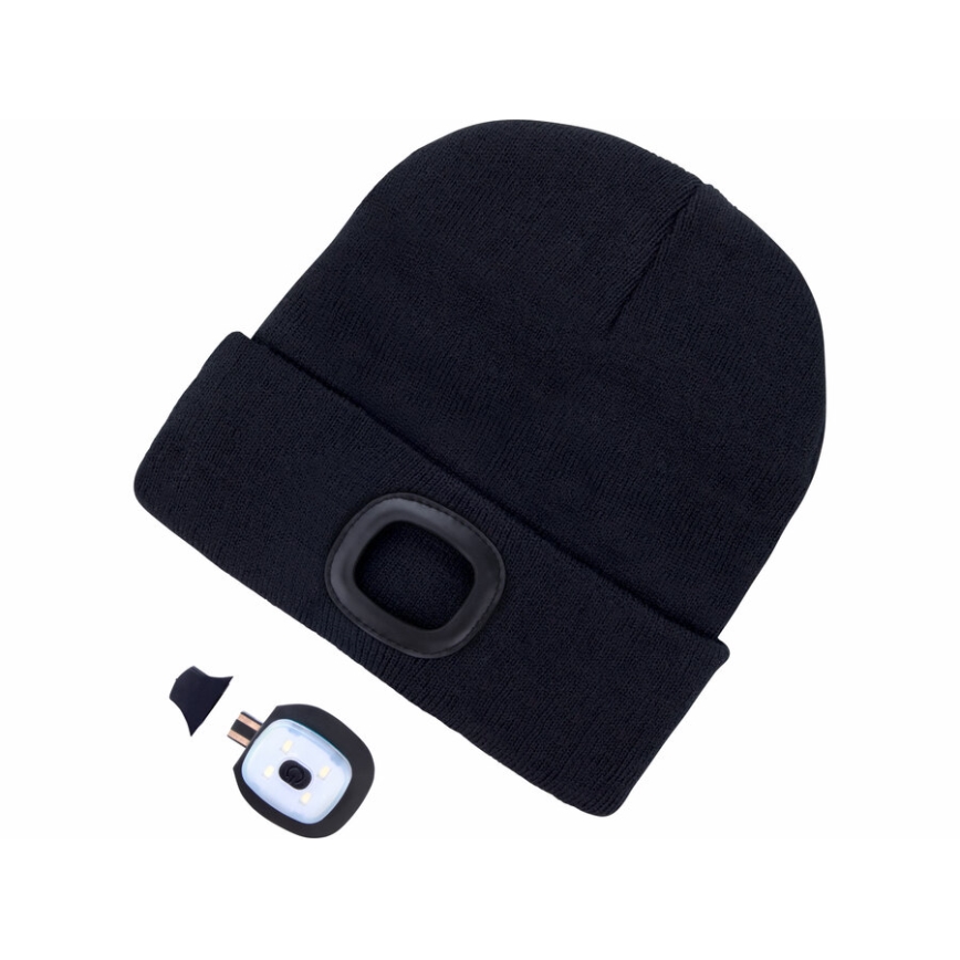 Extol - Hattu otsalampulla ja USB-latauksella 300 mAh musta koko UNI