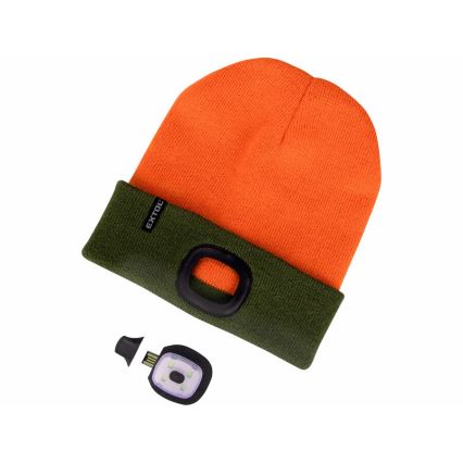 Extol- Hattu otsalampulla ja USB-latauksella 300 mAh neonoranssi/vihreä koko UNI