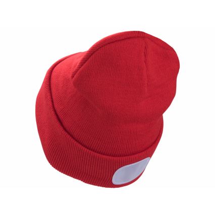 Extol - Hattu otsalampulla ja USB-latauksella 300 mAh punainen koko UNI