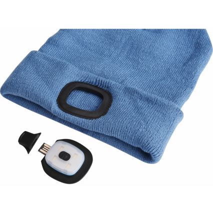 Extol - Hattu otsalampulla ja USB-latauksella 300 mAh sininen koko UNI