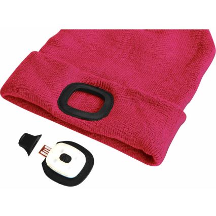 Extol - Hattu otsalampulla ja USB-latauksella 300 mAh vaaleanpunainen koko UNI
