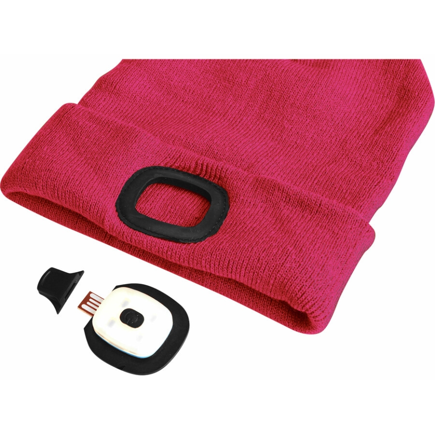 Extol - Hattu otsalampulla ja USB-latauksella 300 mAh vaaleanpunainen koko UNI