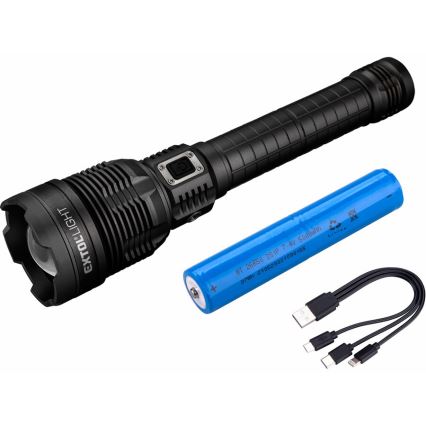 Extol - LED Himmennettävä ladattava taskulamppu virtapankilla LED/60W/10000 mAh 8000 lm IPX4 musta