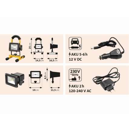 Extol - LED ladattava työmaavalaisin LED/10W/3600 mAh/8,4V IP65
