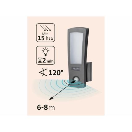 Extol - LED Ulkoseinävalaisin anturilla LED/15W/230V IP65