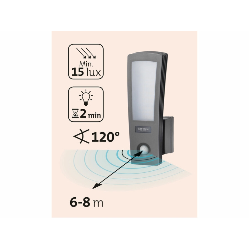 Extol - LED Ulkoseinävalaisin anturilla LED/15W/230V IP65