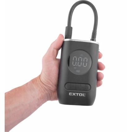 Extol Premium - Digitaalinen taskukompressori 2000 mAh 7,4V musta
