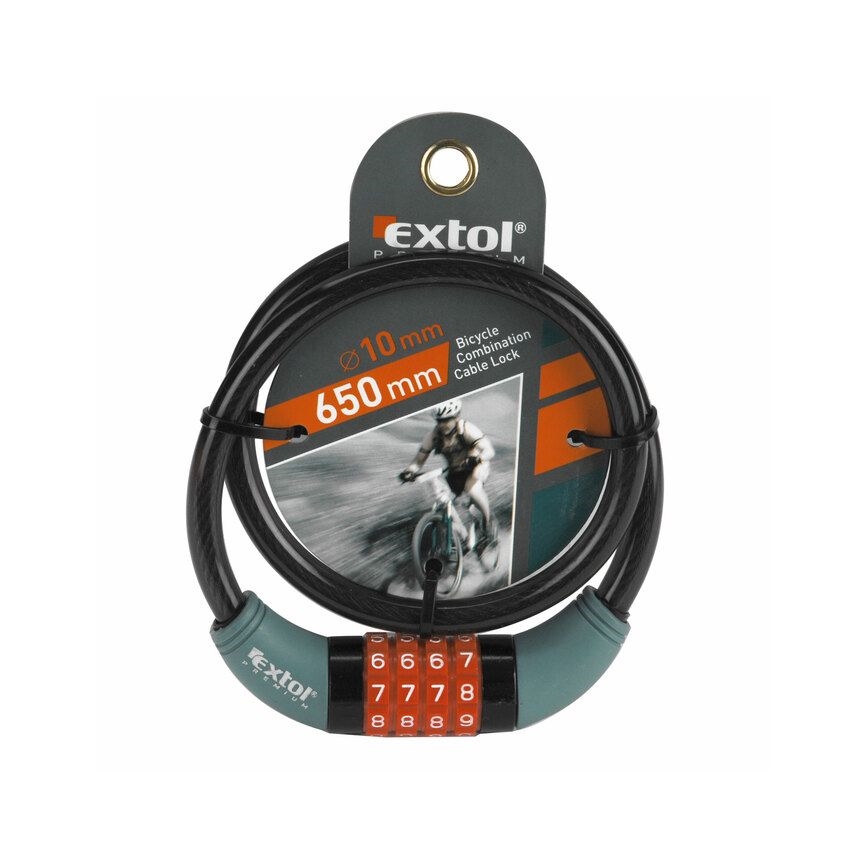 Extol Premium - Pyörän lukko 10x650 mm ja nelinumeroisella koodilla