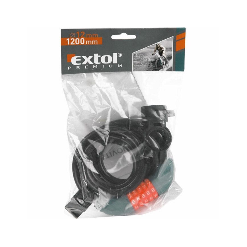 Extol Premium - Pyörän lukko 12x1200 mm ja nelinumeroisella koodilla