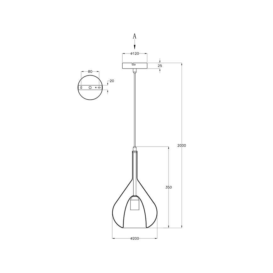 Fabas Luce 3481-40-241 - Kattokruunu johdossa LILA 1xE27/40W/230V läpinäkyvä
