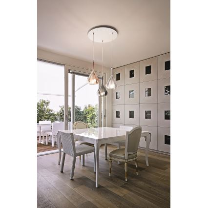 Fabas Luce 3481-47-297 - Kattokruunu johdossa LILA 3xE27/40W/230V kulta/harmaa/läpinäkyvä