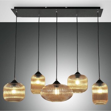 Fabas Luce 3627-48-125 - Kattokruunu johdossa GILLIS 5xE27/40W/230V kulta/musta