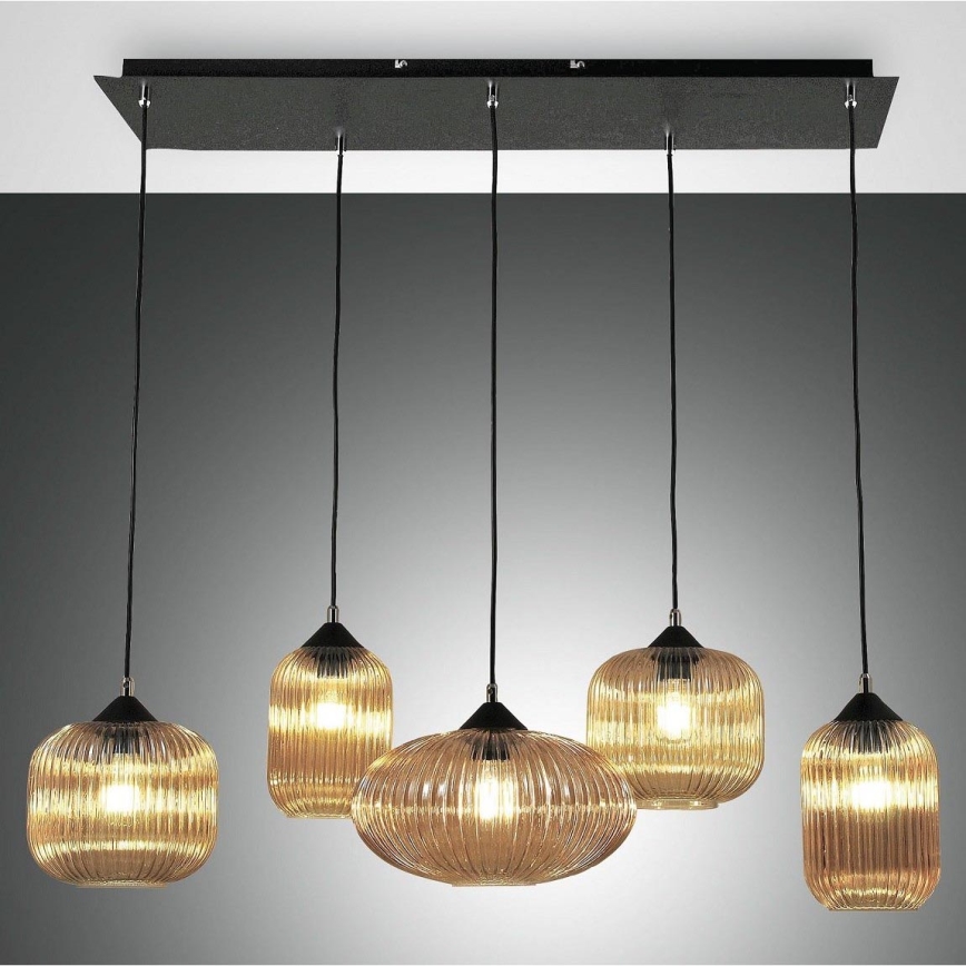 Fabas Luce 3627-48-125 - Kattokruunu johdossa GILLIS 5xE27/40W/230V kulta/musta