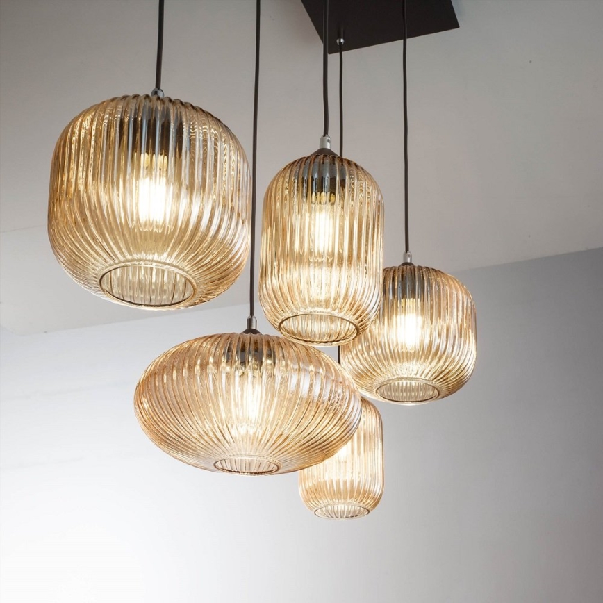 Fabas Luce 3627-48-125 - Kattokruunu johdossa GILLIS 5xE27/40W/230V kulta/musta