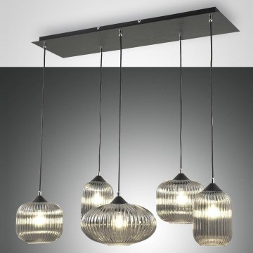 Fabas Luce 3627-48-126 - Kattokruunu johdossa GILLIS 5xE27/40W/230V harmaa/musta