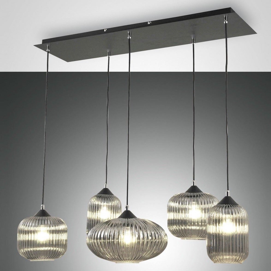 Fabas Luce 3627-48-126 - Kattokruunu johdossa GILLIS 5xE27/40W/230V harmaa/musta
