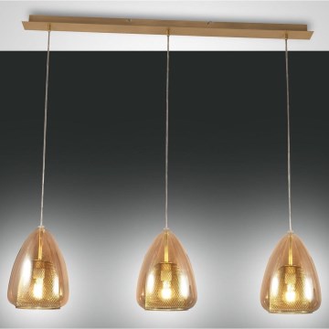 Fabas Luce 3673-48-125 - Kattokruunu johdossa BRITTON 3xE27/40W/230V kulta