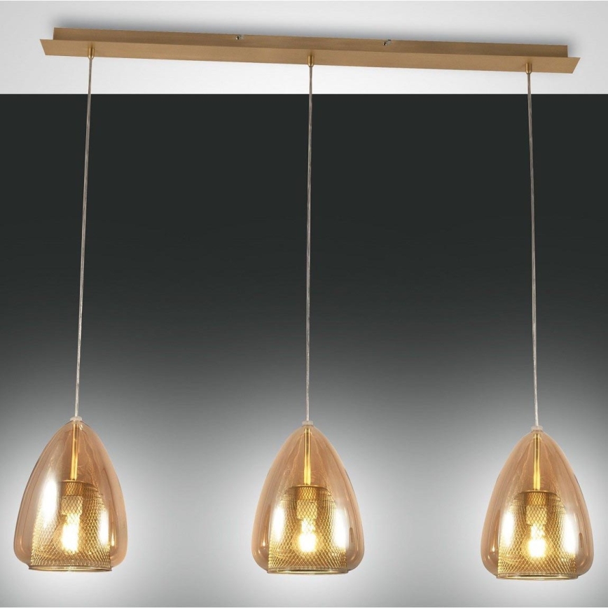 Fabas Luce 3673-48-125 - Kattokruunu johdossa BRITTON 3xE27/40W/230V kulta