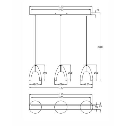 Fabas Luce 3673-48-125 - Kattokruunu johdossa BRITTON 3xE27/40W/230V kulta