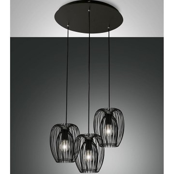 Fabas Luce 3677-47-101 - Kattokruunu johdossa CAMP 3xE27/40W/230V musta