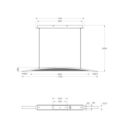 Fabas Luce 3697-40-102 - Himmennettävä LED-kattokruunu johdossa CORDOBA LED/36W/230V valkoinen/puu