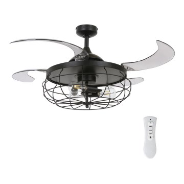 FANAWAY 212920 - LED Kattotuuletin INDUSTRI 3xE27/4W/230V musta + kauko-ohjaus