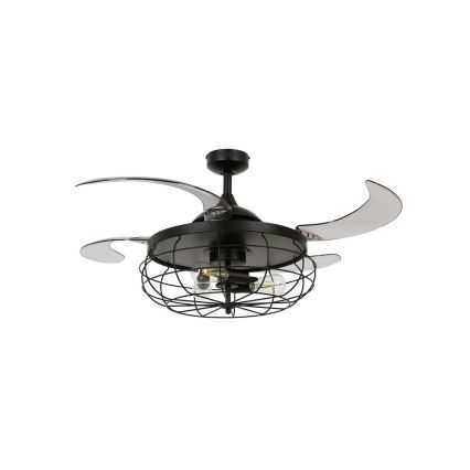 FANAWAY 212920 - LED Kattotuuletin INDUSTRI 3xE27/4W/230V musta + kauko-ohjaus