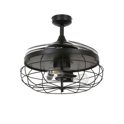 FANAWAY 212920 - LED Kattotuuletin INDUSTRI 3xE27/4W/230V musta + kauko-ohjaus