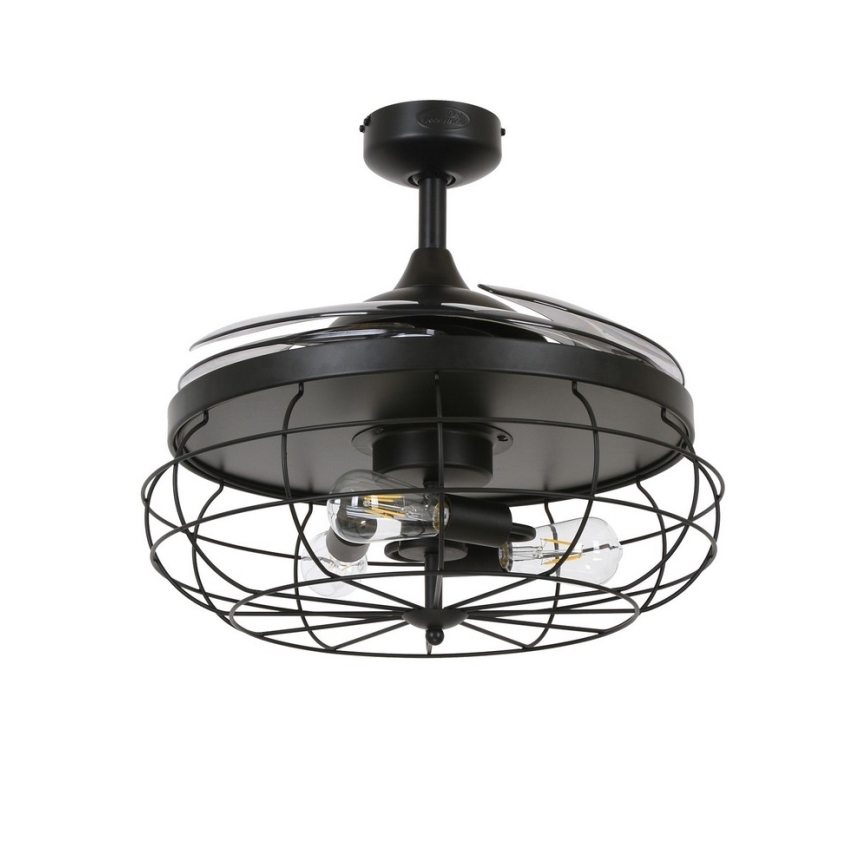 FANAWAY 212920 - LED Kattotuuletin INDUSTRI 3xE27/4W/230V musta + kauko-ohjaus