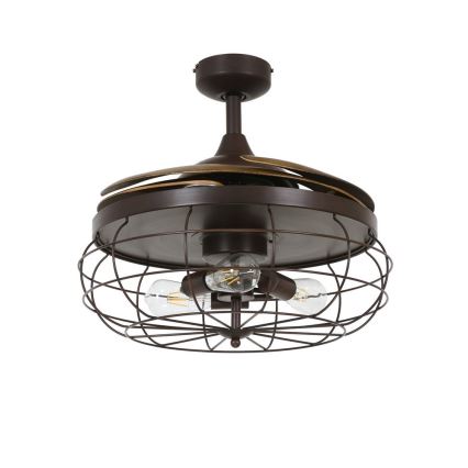 FANAWAY 212921 - LED Kattotuuletin INDUSTRI 3xE27/4W/230V ruskea + kauko-ohjaus