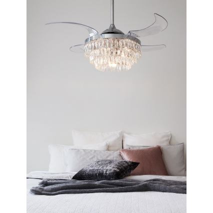 FANAWAY 212923 - LED Kattotuuletin VEIL 6xE14/4,5W/230V kiiltävä kromi + kauko-ohjaus
