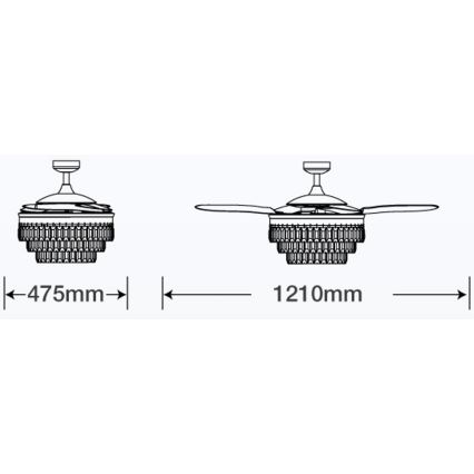 FANAWAY 212923 - LED Kattotuuletin VEIL 6xE14/4,5W/230V kiiltävä kromi + kauko-ohjaus