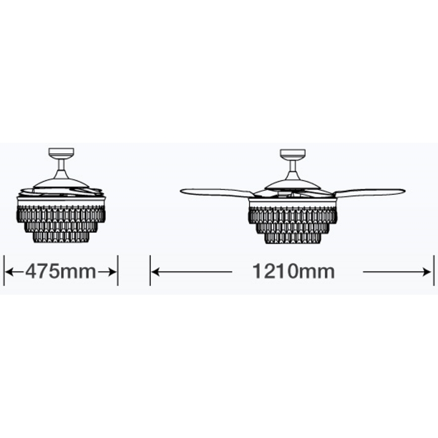 FANAWAY 212923 - LED Kattotuuletin VEIL 6xE14/4,5W/230V kiiltävä kromi + kauko-ohjaus