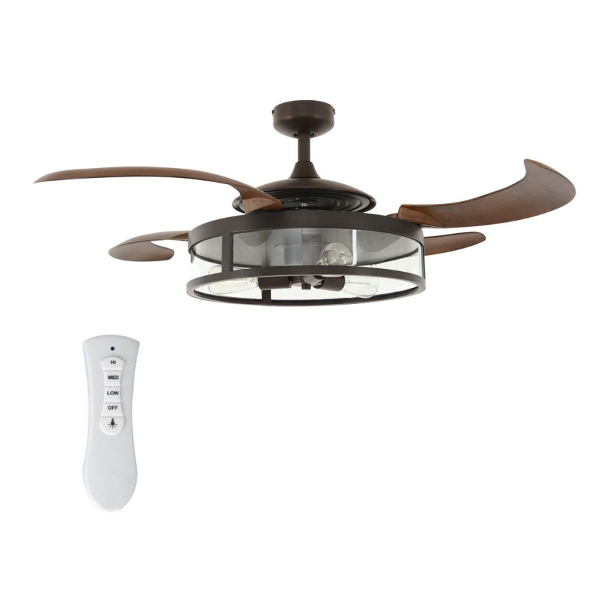 FANAWAY 212925 - LED Kattotuuletin CLASSIC 3xE27/4W/230V ruskea + kauko-ohjaus