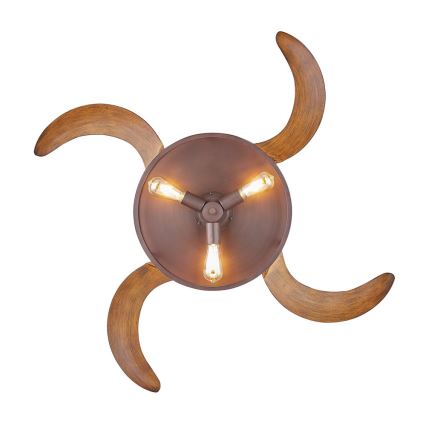 FANAWAY 212925 - LED Kattotuuletin CLASSIC 3xE27/4W/230V ruskea + kauko-ohjaus