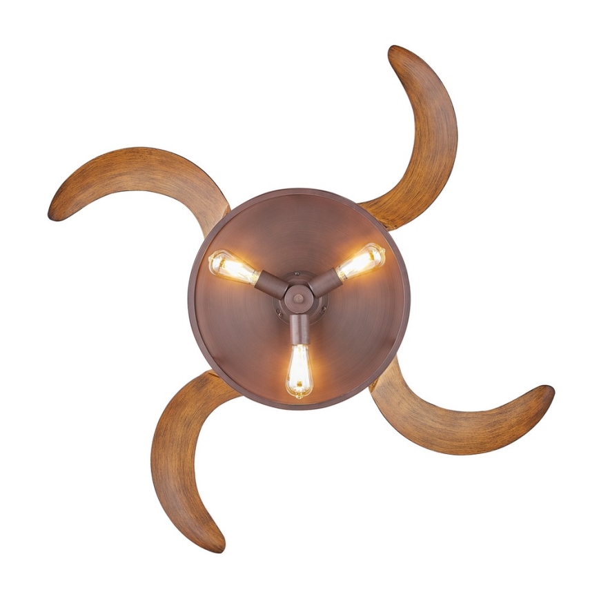 FANAWAY 212925 - LED Kattotuuletin CLASSIC 3xE27/4W/230V ruskea + kauko-ohjaus