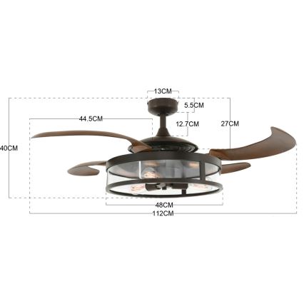 FANAWAY 212925 - LED Kattotuuletin CLASSIC 3xE27/4W/230V ruskea + kauko-ohjaus