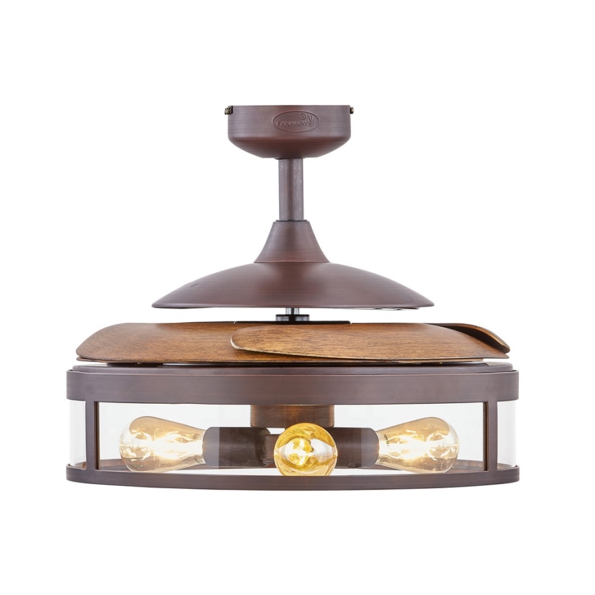 FANAWAY 212925 - LED Kattotuuletin CLASSIC 3xE27/4W/230V ruskea + kauko-ohjaus
