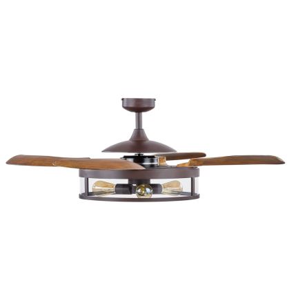 FANAWAY 212925 - LED Kattotuuletin CLASSIC 3xE27/4W/230V ruskea + kauko-ohjaus